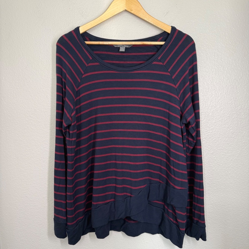 Market & Spruce Striped Tunic Sweater Top XL/XXL Navy‎ Red Long Sleeve Layer Hem